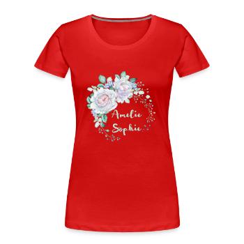 Pour Amélie Sophie - T-shirt bio Premium Femme - rouge - Devant - Mia (176cm)