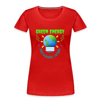 Grüne Energie, nachhaltige Zukunft - Frauen Premium Bio T-Shirt - Rot - Vorne - Mia (176cm)