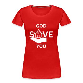 Dieu te préserve blanc - T-shirt bio Premium Femme - rouge - Devant - Mia (176cm)