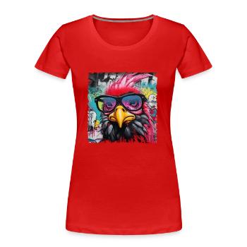 Rooster & Hen Farmer & Farmer Design - Women's Premium Organic T-Shirt - red - Front - Mia (176cm)