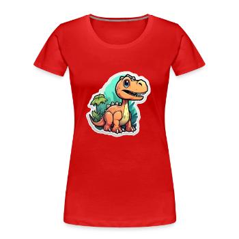 Karikatur-Dinosaurier - Frauen Premium Bio T-Shirt - Rot - Vorne - Mia (176cm)