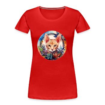 Devon Rex chat Boho Style, chats d’amour - T-shirt bio Premium Femme - rouge - Devant - Mia (176cm)