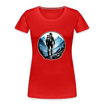 Natur & Bergwandern - Frauen Premium Bio T-Shirt - Rot - Vorne - Mia (176cm)