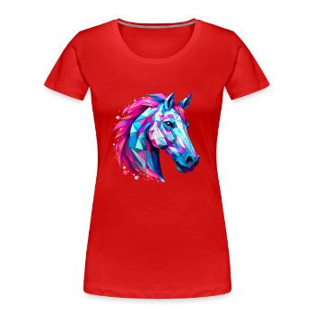 Pferdekopf - Frauen Premium Bio T-Shirt - Rot - Vorne - Mia (176cm)