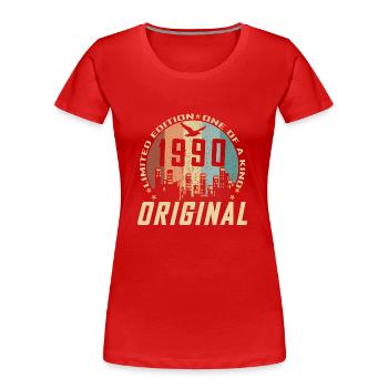 Vintage December 1990 34 Year Anniversary Gift - Women's Premium Organic T-Shirt - red - Front - Mia (176cm)