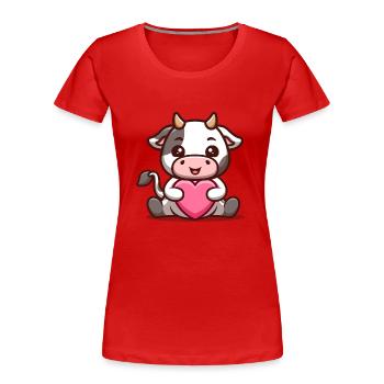 Herzige Kuh - Frauen Premium Bio T-Shirt - Rot - Vorne - Mia (176cm)