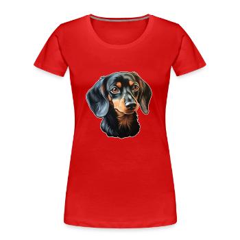 Dachshund Dackelkopf - Frauen Premium Bio T-Shirt - Rot - Vorne - Mia (176cm)