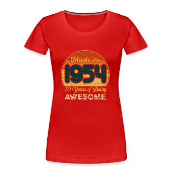 Jahrgang 1954 - Jahrgang 1954 Retro Geburtstag - Frauen Premium Bio T-Shirt - Rot - Vorne - Mia (176cm)