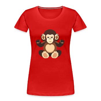 Singe Bébé Mignon Gorille Fourrure Marron Orang-outang - T-shirt bio Premium Femme - rouge - Devant - Mia (176cm)
