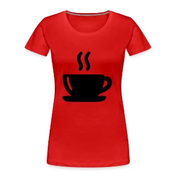Coffee Mug - Women's Premium Organic T-Shirt - red - Front - Mia (176cm)