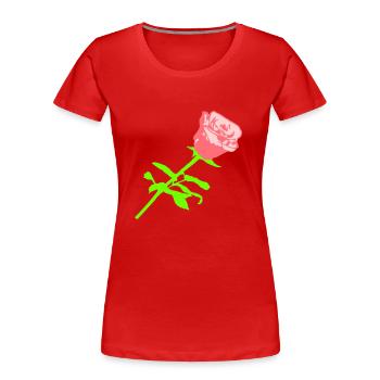 Jolie belle fleur de rose feuille roses romantique - T-shirt bio Premium Femme - rouge - Devant - Mia (176cm)