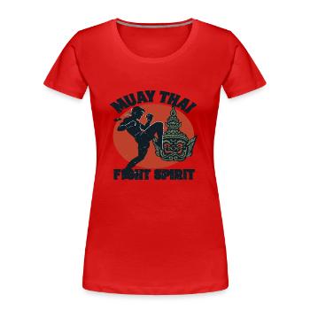 « Muay Thai - Conception de l’ de combat » - T-shirt bio Premium Femme - rouge - Devant - Mia (176cm)