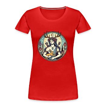 Artemis - Frauen Premium Bio T-Shirt - Rot - Vorne - Mia (176cm)