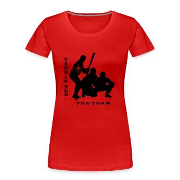 Baseball Hardball Softball Strike Hit Pitcher - T-shirt bio Premium Femme - rouge - Devant - Mia (176cm)