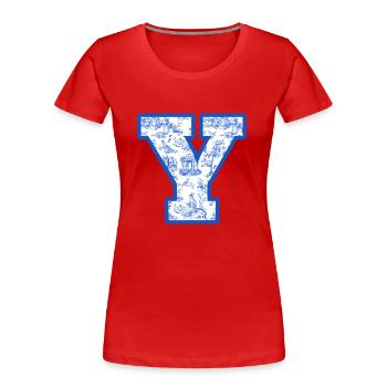 Buchstabe y blaue Chinoiserie - Frauen Premium Bio T-Shirt - Rot - Vorne - Mia (176cm)