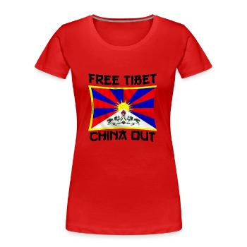 free Tibet - Frauen Premium Bio T-Shirt - Rot - Vorne - Mia (176cm)