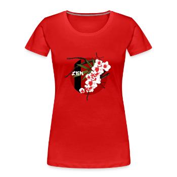 Zen 05 - T-shirt bio Premium Femme - rouge - Devant - Mia (176cm)