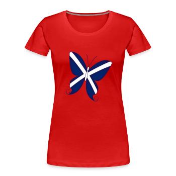 Schottischer Schmetterling - Frauen Premium Bio T-Shirt - Rot - Vorne - Mia (176cm)