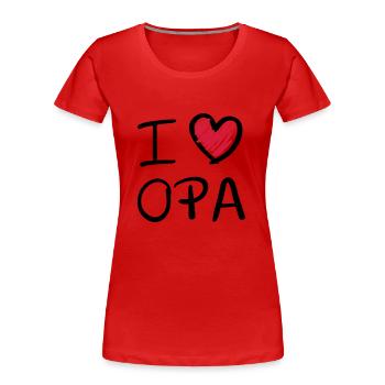 I love pépé - T-shirt bio Premium Femme - rouge - Devant - Mia (176cm)