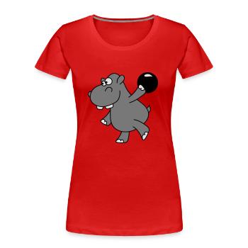 Hippo Bowling - T-shirt bio Premium Femme - rouge - Devant - Mia (176cm)