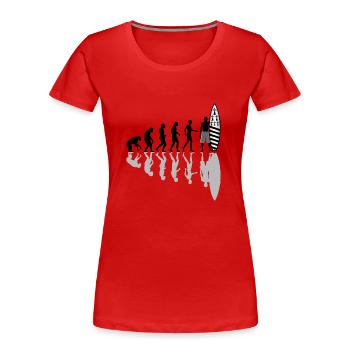 breizh Surfen 02 - Frauen Premium Bio T-Shirt - Rot - Vorne - Mia (176cm)
