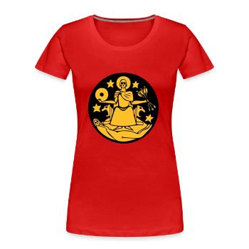 norwegische Flagge Stadt Oslo Norwegen Symbol - Frauen Premium Bio T-Shirt - Rot - Vorne - Mia (176cm)