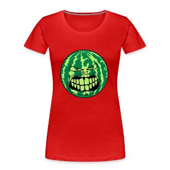 melone wassermelone monster gesicht horror hallowe - Frauen Premium Bio T-Shirt - Rot - Vorne - Mia (176cm)