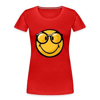 Smiley nerdy - Frauen Premium Bio T-Shirt - Rot - Vorne - Mia (176cm)