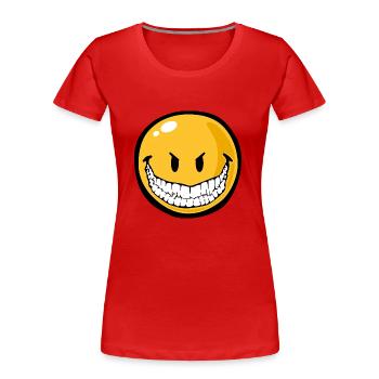Smiley evil grin - T-shirt bio Premium Femme - rouge - Devant - Mia (176cm)