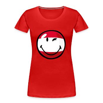 Smiley Flag Austria - Frauen Premium Bio T-Shirt - Rot - Vorne - Mia (176cm)
