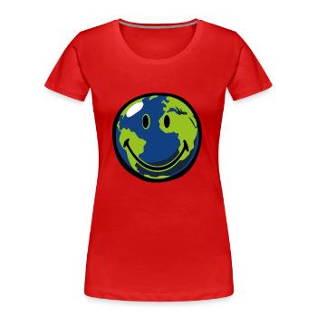 Smiley Earth - Frauen Premium Bio T-Shirt - Rot - Vorne - Mia (176cm)