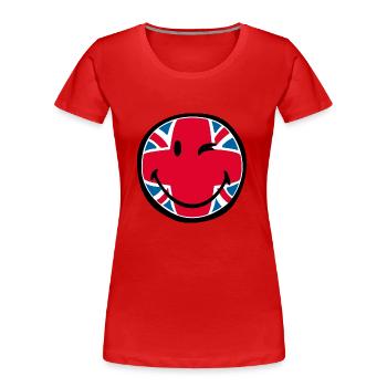Smiley Great Britain - Frauen Premium Bio T-Shirt - Rot - Vorne - Mia (176cm)