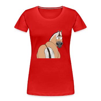 Fjordpferd - Frauen Premium Bio T-Shirt - Rot - Vorne - Mia (176cm)