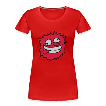 Haariges Monster Gesicht - Frauen Premium Bio T-Shirt - Rot - Vorne - Mia (176cm)