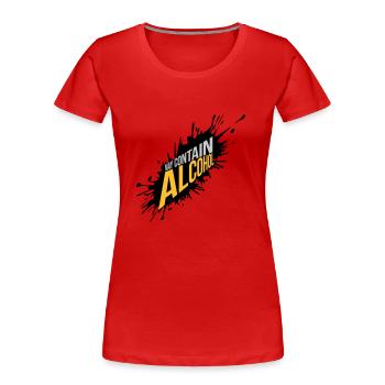 Farbklecks May Contain Alcohol - Frauen Premium Bio T-Shirt - Rot - Vorne - Mia (176cm)
