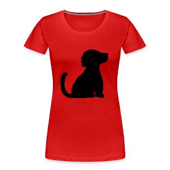 Silhouette braver sitzender Hund - Frauen Premium Bio T-Shirt - Rot - Vorne - Mia (176cm)