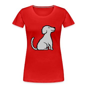 Glücklicher sitzender braver Hund - Frauen Premium Bio T-Shirt - Rot - Vorne - Mia (176cm)