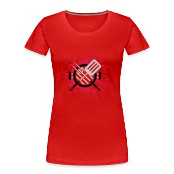 Tropfen Kohlegrill Farbklecks Grillmeister - Frauen Premium Bio T-Shirt - Rot - Vorne - Mia (176cm)