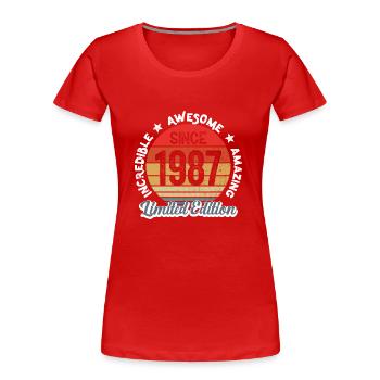 amazing since 1987 - anniversary - Women's Premium Organic T-Shirt - red - Front - Mia (176cm)