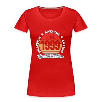 amazing since 1999 - anniversary - Women's Premium Organic T-Shirt - red - Front - Mia (176cm)