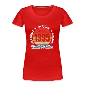 amazing since 1995 - anniversary - Women's Premium Organic T-Shirt - red - Front - Mia (176cm)