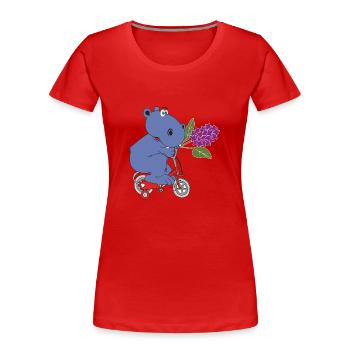 hippopotame enfants journée hommes journée hommes vélo - T-shirt bio Premium Femme - rouge - Devant - Mia (176cm)