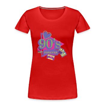 1990iger Sprüche 90s Geschenksidee - Frauen Premium Bio T-Shirt - Rot - Vorne - Mia (176cm)