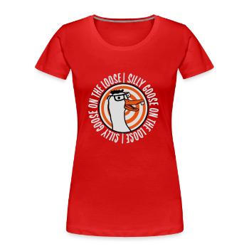 goose on the loose - Frauen Premium Bio T-Shirt - Rot - Vorne - Mia (176cm)