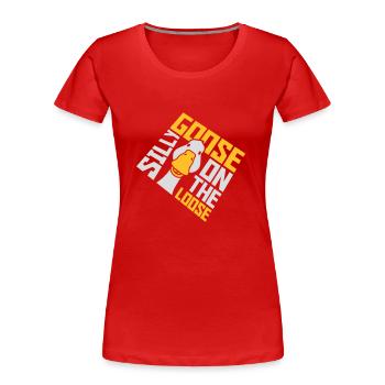 goose on the loose - Frauen Premium Bio T-Shirt - Rot - Vorne - Mia (176cm)