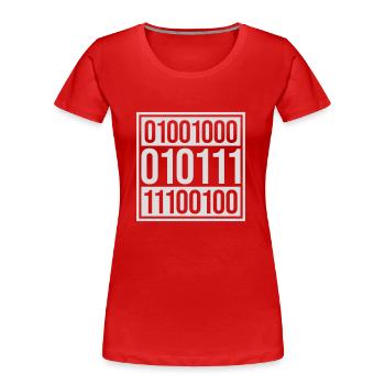 Langage de programme de code binaire - T-shirt bio Premium Femme - rouge - Devant - Mia (176cm)