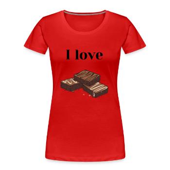 I love Brownies. - Frauen Premium Bio T-Shirt - Rot - Vorne - Mia (176cm)