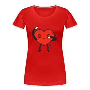 Mein Herz, das dabbelt - Frauen Premium Bio T-Shirt - Rot - Vorne - Mia (176cm)