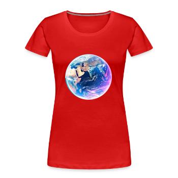 Welt - Frauen Premium Bio T-Shirt - Rot - Vorne - Mia (176cm)