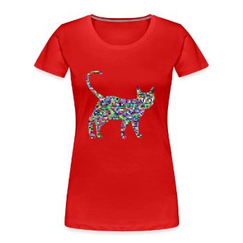 Chat coloré, Défilé - T-shirt bio Premium Femme - rouge - Devant - Mia (176cm)